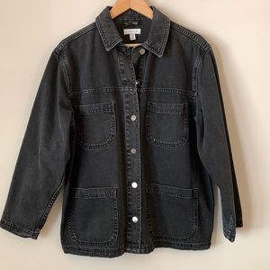 Topshop Black Denim Chore Jacket Size US 4